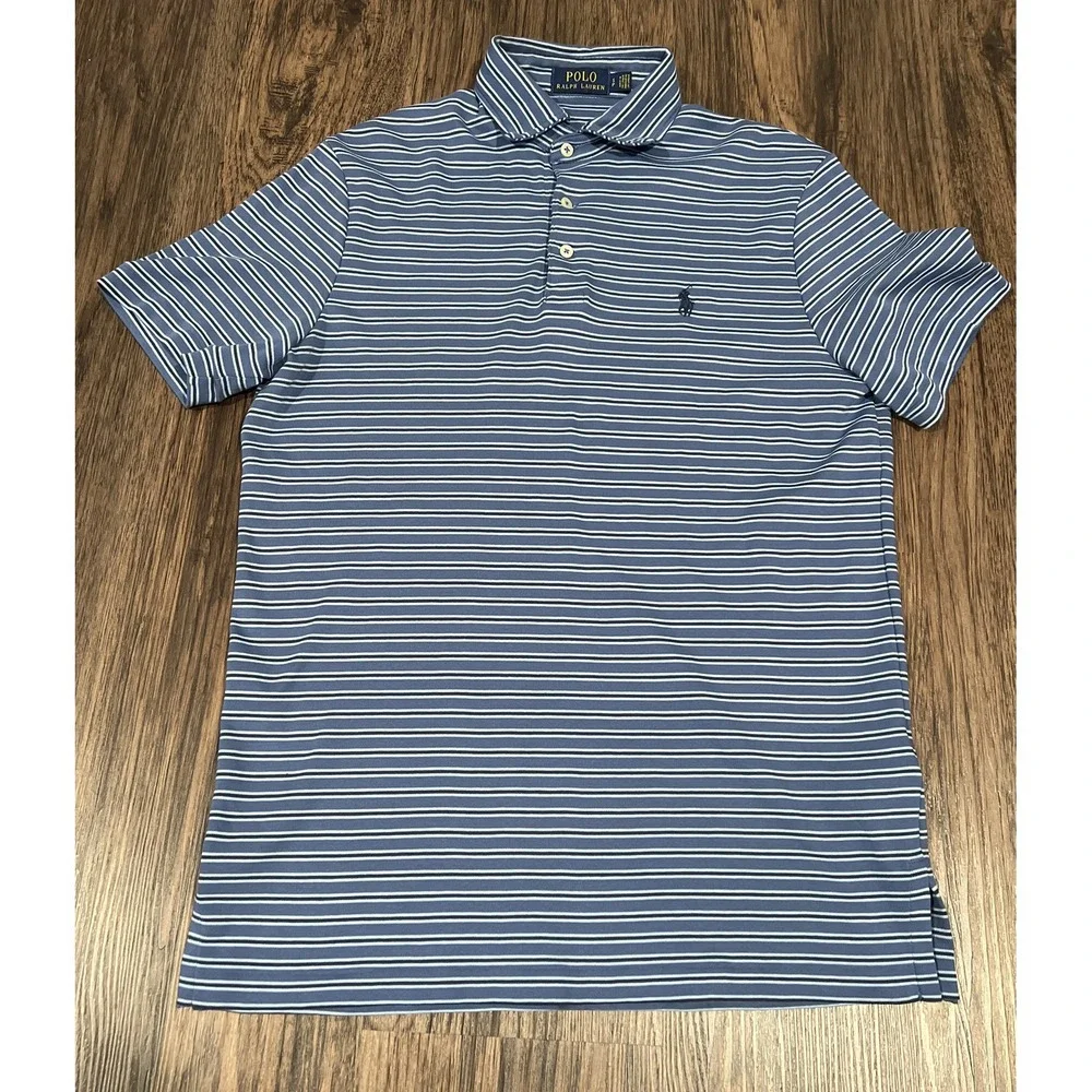 RALPH LAUREN Men's Blue Quarter Button Polo T-Shirt Size SP Great!!